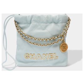 Bolsa CHANEL de Couro Azul - 103072 Azul