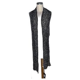 Bufanda Plisada Saint Laurent Estampado de Leopardo Negro