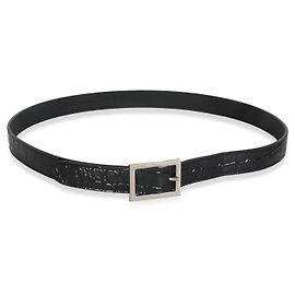 Cinto de fivela em couro de bezerro preto com estampado de crocodilo Saint Laurent 70 Outro