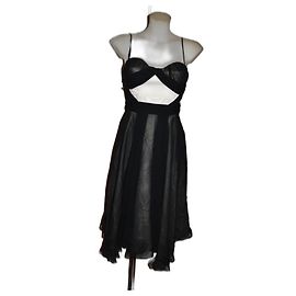 Vestido de seda Versace Jeans Couture Negro Blanco Negro Blanco