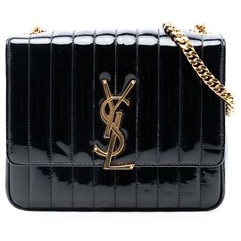 Bolsa transversal Vicky grande em verniz preto da Saint Laurent Preto