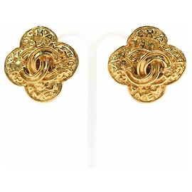 Boucles d'oreilles en métal doré Chanel Coco Mark Doré