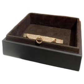 Hermès Collier de Chien small model bracelet 18k rose gold diamonds. Golden
