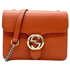 Bolsa de Ombro Gucci Interlocking G Laranja