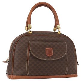 Céline Sac à main vintage Macadam en toile et cuir Celine Marron