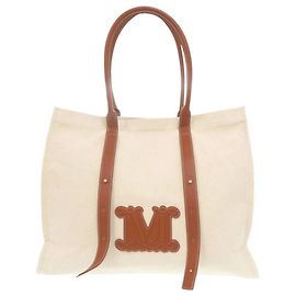 Borsa in cotone Max Mara Beachwear Marrone Beige