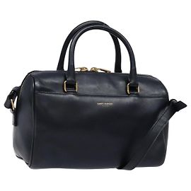 Bolsa Duffle Clássica Baby em Couro Saint Laurent Azul marinho