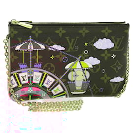 Louis Vuitton-Pochette Double Zip Louis Vuitton Edição Limitada Vivienne Natal Monograma Canvas-Marrom