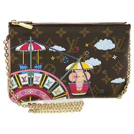 Pochette Double Zip Louis Vuitton Édition Limitée Vivienne Noël Monogramme Canvas Marron