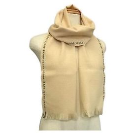 Stola in lana beige e nera da donna Gucci Nero Beige