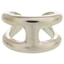 Hermès Osmos PM Silver Band Ring Silvery