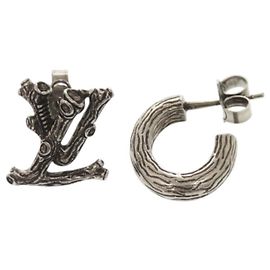 Louis Vuitton Silver Metal Stud Earrings Silvery