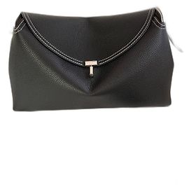 Totême T-Lock black grained leather handbag Black