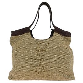 Saint Laurent Belle De Jour Cabas aus Leinen Beige