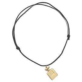 Collar Chanel Botella de Perfume N:5 Negro Dorado