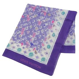 Sciarpa grande in cotone Monogram Louis Vuitton Multicolore Porpora