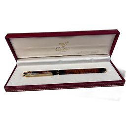 Stylo plume Cartier Must de Cartier TRINITY LAQUE MARBRE Marron Bijouterie dorée