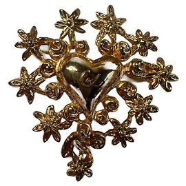 Christian Lacroix Broche Cœur et Fleurs Doré Doré