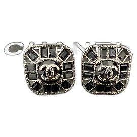 Orecchini Chanel Cristalli Neri Argento Nero