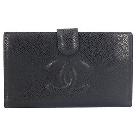 Cartera larga Chanel Coco Mark en piel de ternera granulada Negro