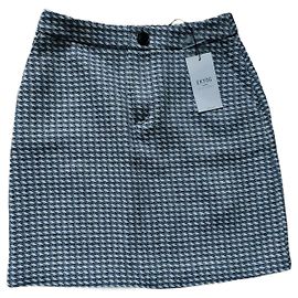 Gonna Ekyog Jacquard a Pied de Poule taglia 34 Blu