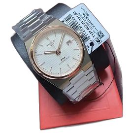 Tissot Prx powermatic 80 40mm Prata Branco Dourado