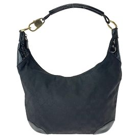 Borsa a Spalla in Tela GG e Pelle Gucci Nero