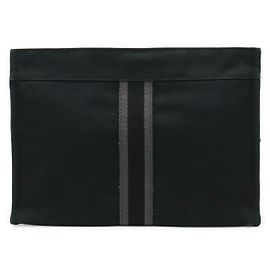 Clutch de lona e couro Hermès Preto