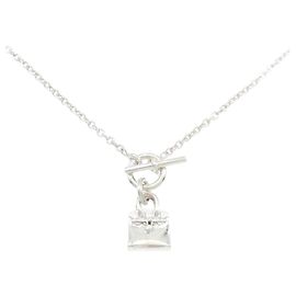 Collar Hermès Amulette Birkin en plata 925 Plata Metálico