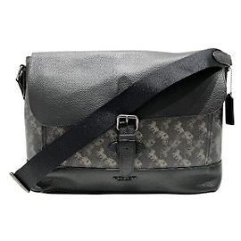 Coach Hudson Messenger PVC Coated Canvas Shoulder Bag Black