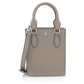 Tory Burch Leder Emerson Mini Tote Grau