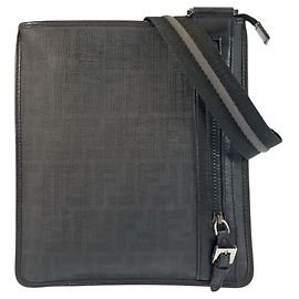 Fendi Zucca PVC Leather Shoulder Bag Black
