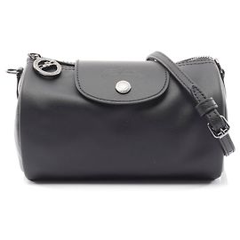 Bolsa transversal de couro Longchamp Le Pliage Xtra Preto