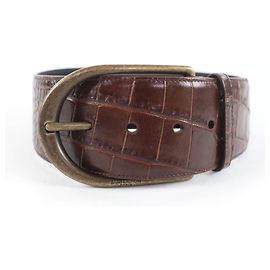 Yves Saint Laurent Saint Laurent Croco embossed leather Belt Brown