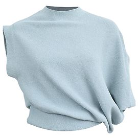 Fendi Asymmetrische Strickbluse aus hellblauer Viskose Blau Hellblau