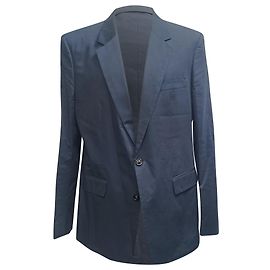 Maison Martin Margiela Blazer de um botão com bolsos em algodão azul marinho Maison Margiela Azul Azul marinho