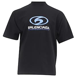 Balenciaga-Camiseta de gola alta com estampa do logo Surf Balenciaga em algodão preto-Preto