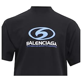 Balenciaga-Camiseta de gola alta com estampa do logo Surf Balenciaga em algodão preto-Preto