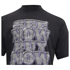 Balenciaga-Camiseta impressa Balenciaga See Now Buy Now em algodão preto-Preto