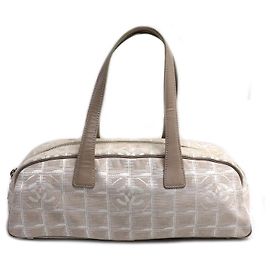 Chanel New Travel Line Nylon Boston Bag Brown Beige