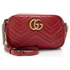 Sac à caméra Gucci Matelassé en cuir GG Marmont petit modèle Rouge