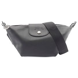 Borsa a tracolla in pelle Longchamp Le Pliage Xtra XS Nero