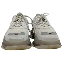 Balenciaga-Tênis Balenciaga Triple S com sola transparente em poliéster branco-Branco,Cru