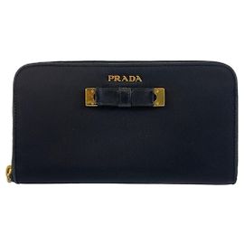 Cartera larga de nylon con cinta Prada negra Negro