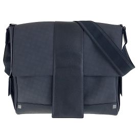 Alfred Dunhill Dunhill Black PVC Leather Messenger Bag Black