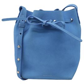 Mini borsa a secchiello Mansur Gavriel in suede blu Blu