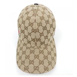 Gucci-Boné de beisebol em lona GG original da Gucci-Marrom