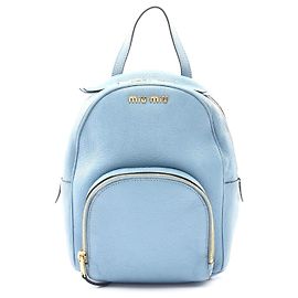 Miu Miu Madras Leather Backpack Blue
