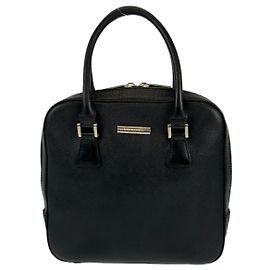 Burberry Leather Handbag Tote Black Black