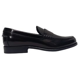 Tod's Brushed Penny-Strap Loafers in Black Leather Black